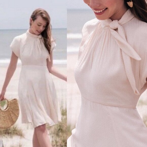 Gal Meets Glam Collection Aimee Dress Neck Tie Textured New With Tags Size 2 NWT - Picture 2 of 16